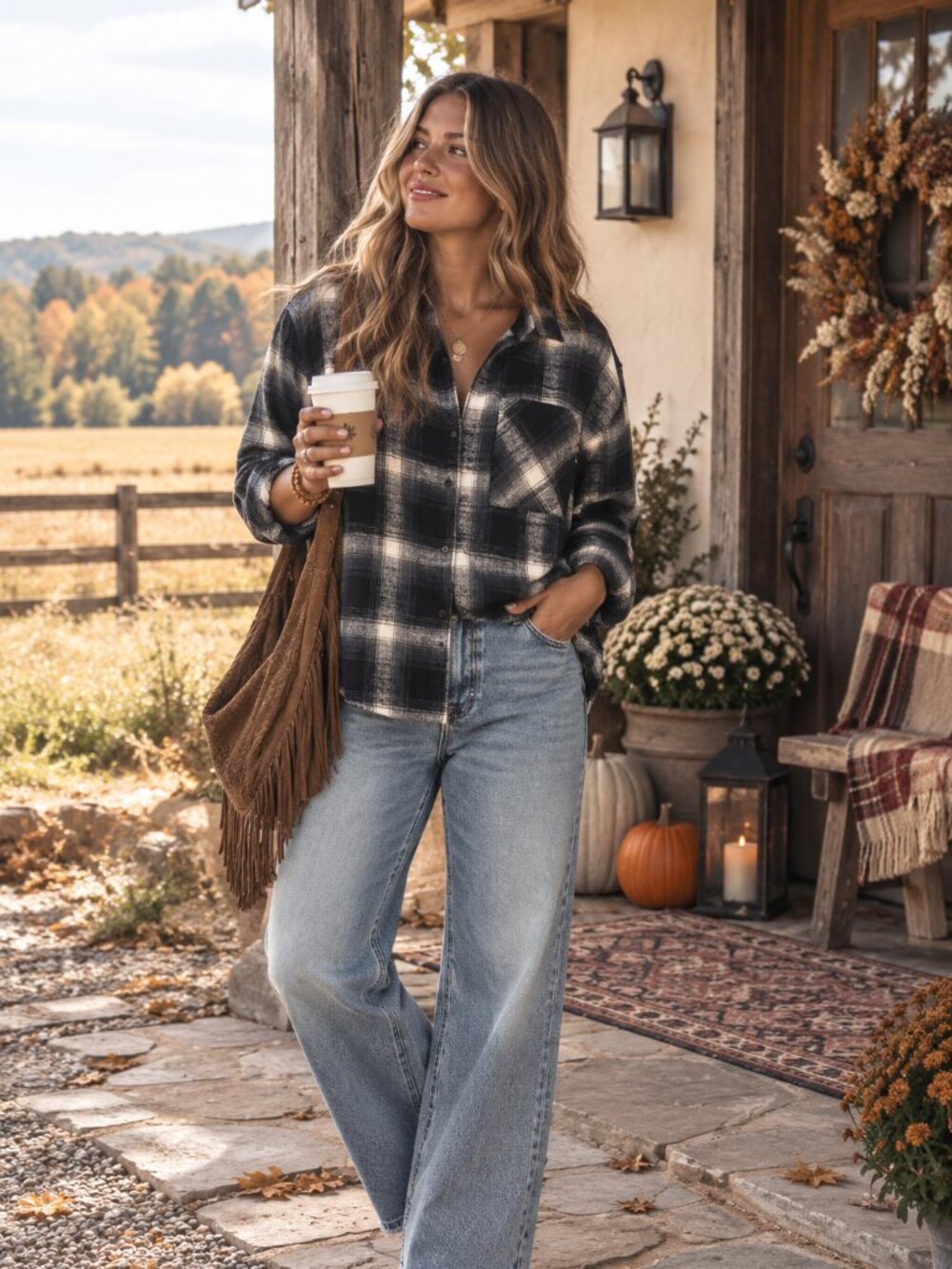 Scotch & Soda Plaid Cropped Flannel Button Down Shirt